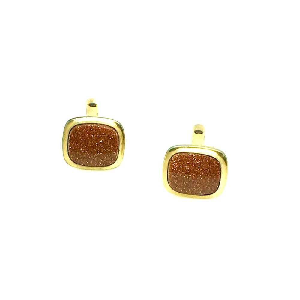 Amber Topaz Cufflinks  Glitter Shimmery Sparkling Correct Gold Tone MCM Mod